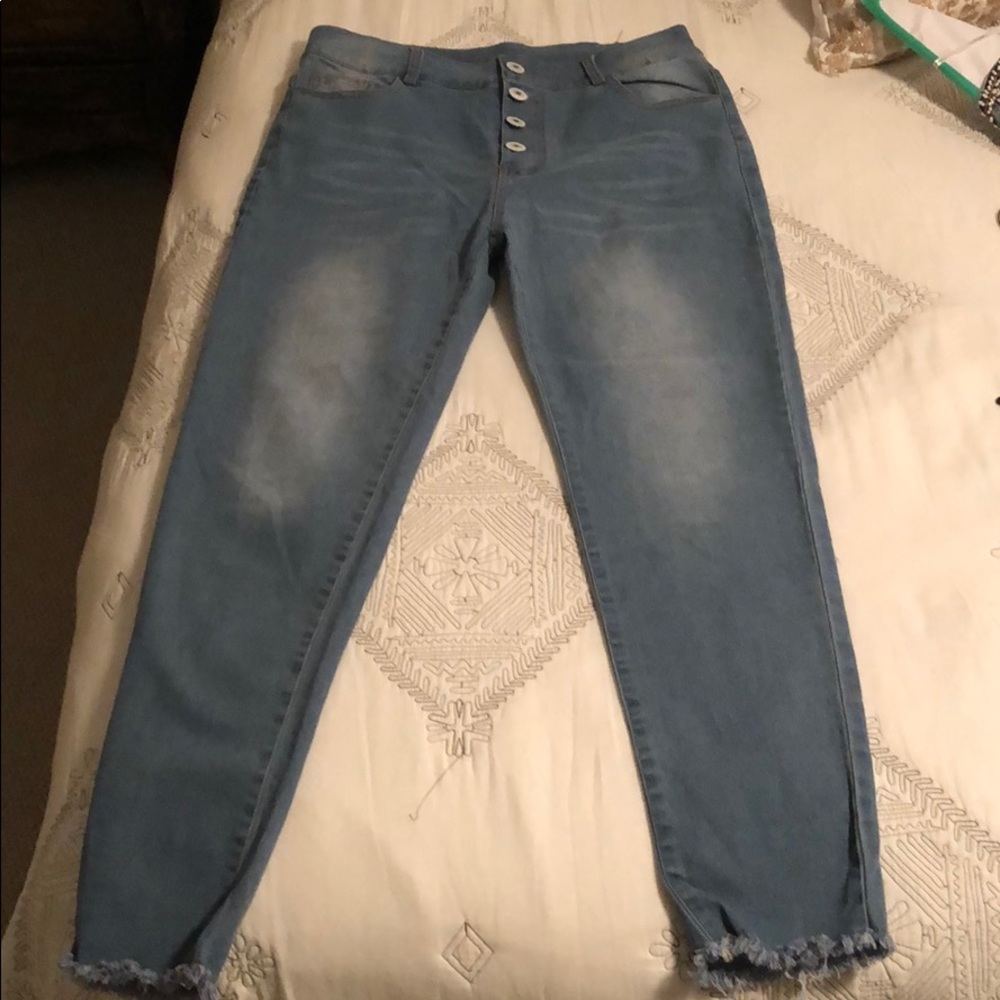 High waisted multi button denim jeans